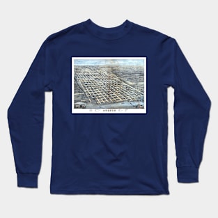 Antique Aerial Map of Travis County, Austin, Texas Long Sleeve T-Shirt